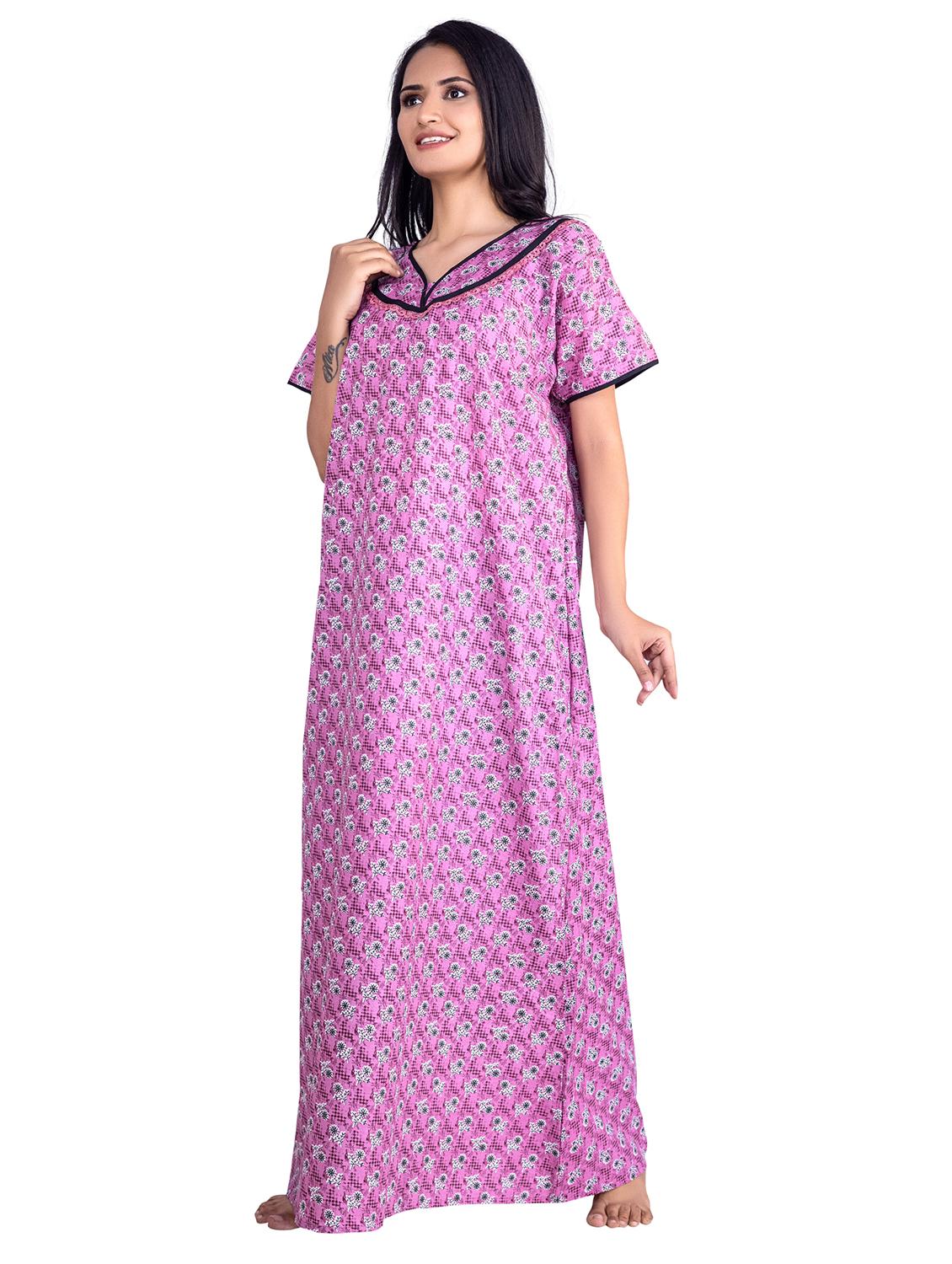 v-neck printed nighty - 19763861 - Standard Image - 1