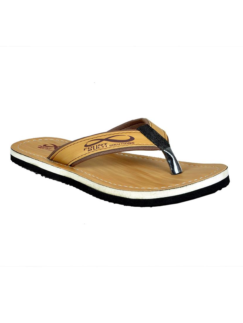 brown leatherette slip on slippers - 19765294 -  Standard Image - 1