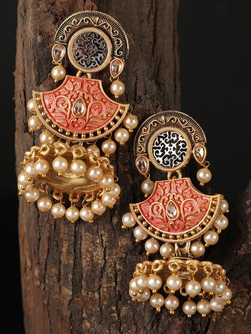women gold plated jhumka earring - 19766211 -  Standard Image - 0