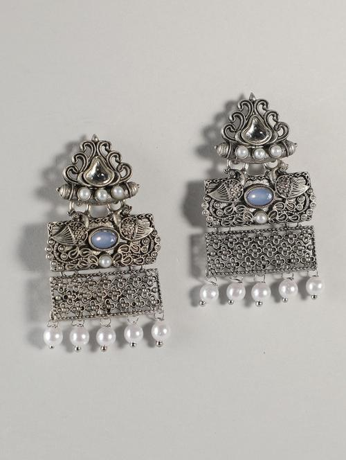 women silver plated drop earring - 19766218 -  Standard Image - 0