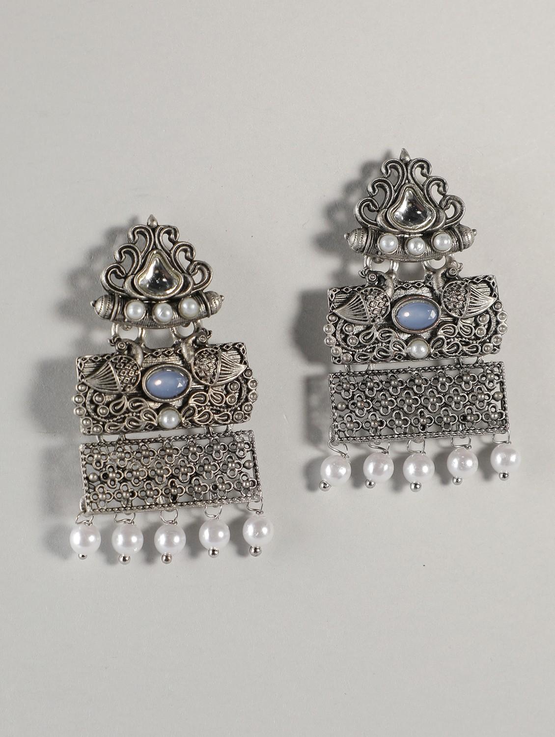 women silver plated drop earring - 19766218 -  Zoom Image - 0