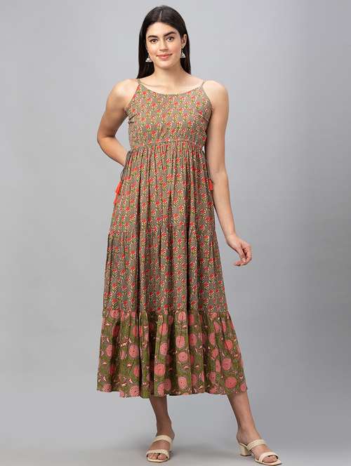 women brown cotton fit & flare dress - 19766409 -  Standard Image - 0