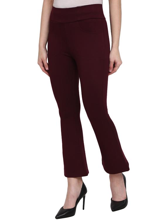 maroon cotton jegging - 19766518 - Standard Image - 1