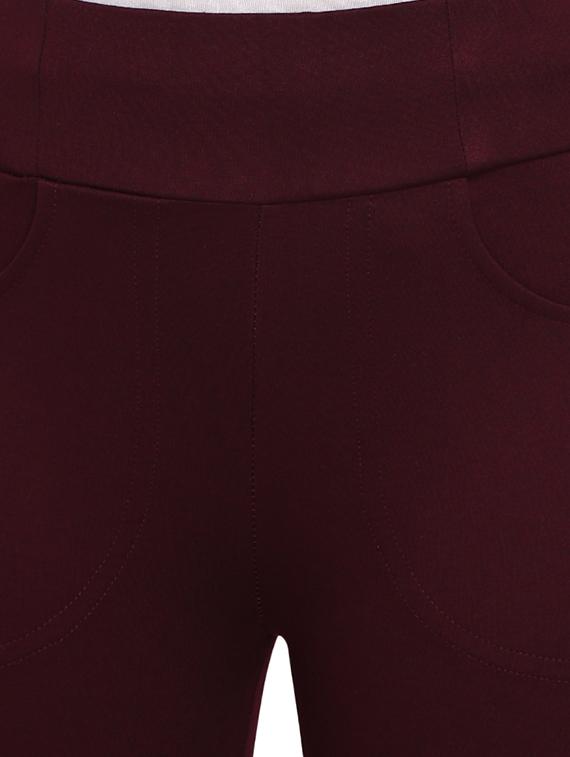 maroon cotton jegging - 19766518 - Standard Image - 4