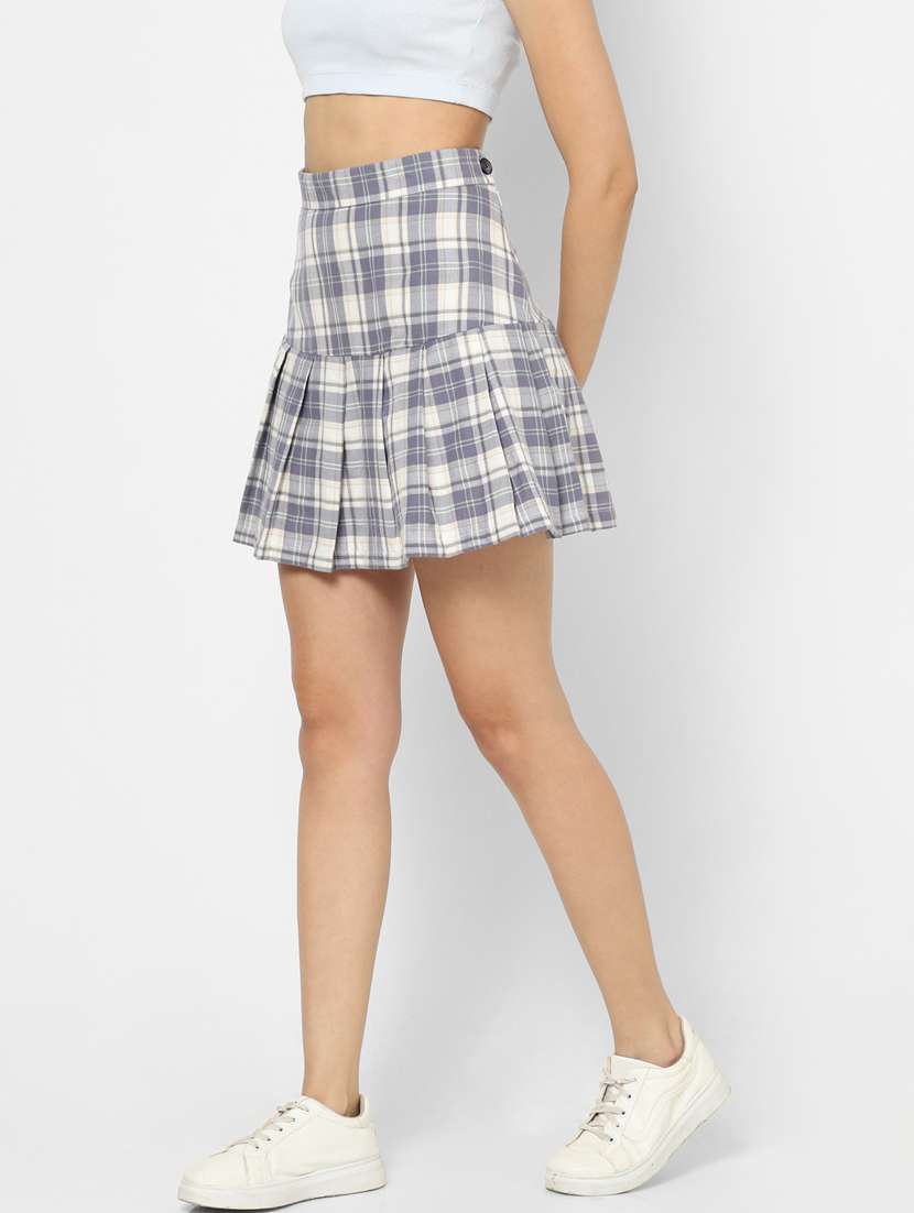 grey checkered cotton skirt - 19766594 -  Standard Image - 1