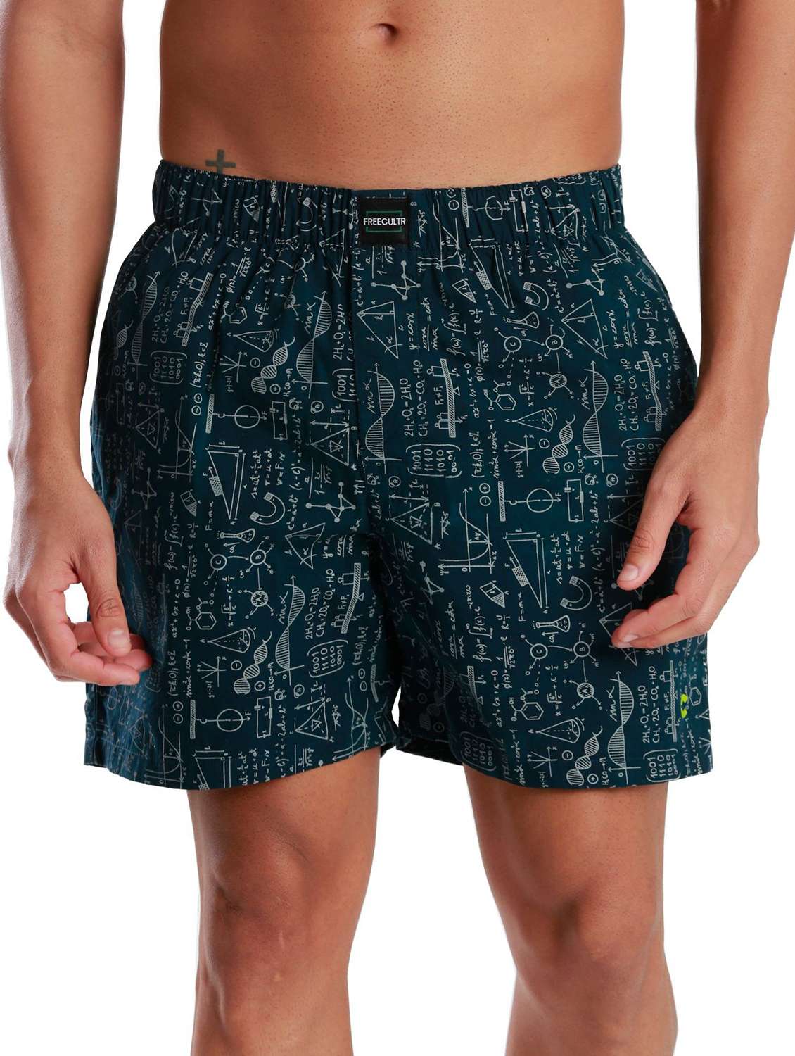 blue cotton blend boxer