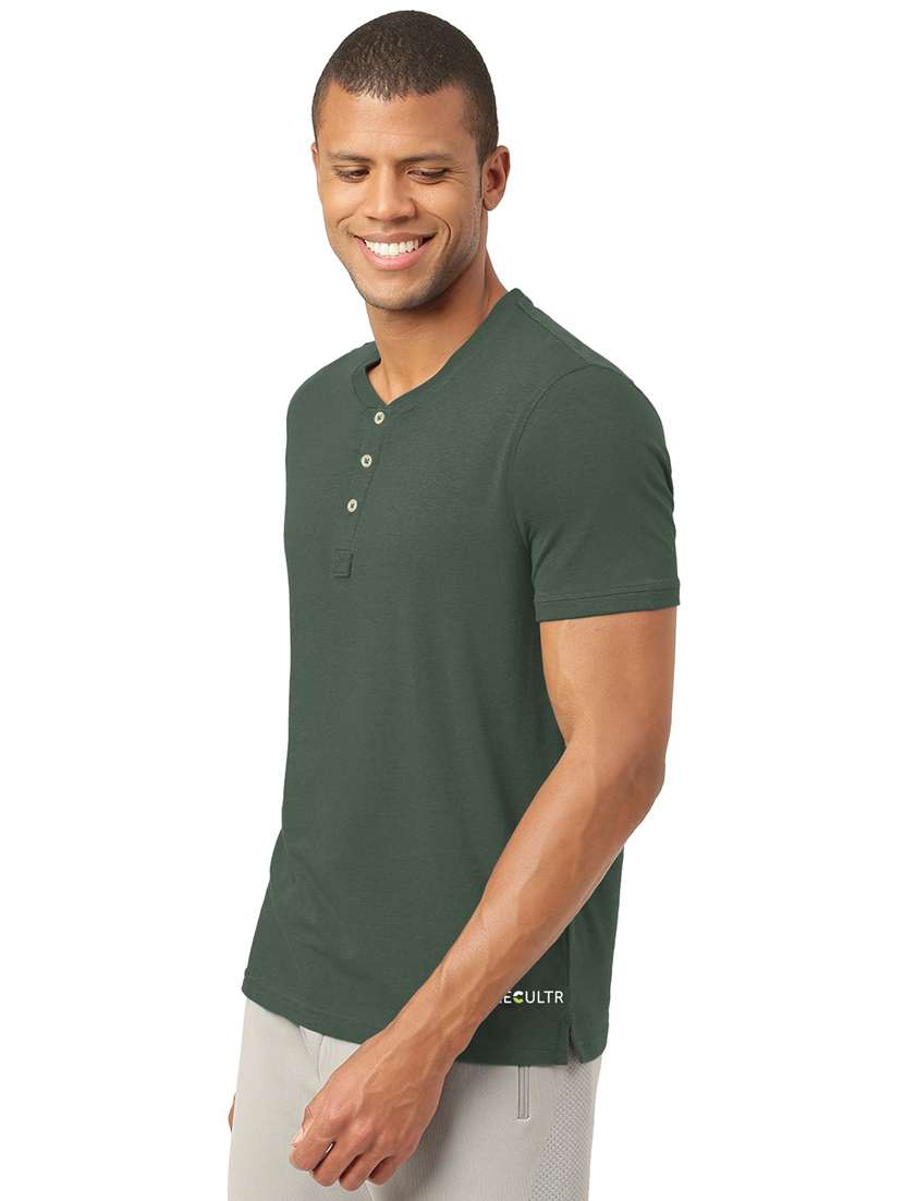 heniey neck solid cotton t-shirt - 19767066 - Standard Image - 1