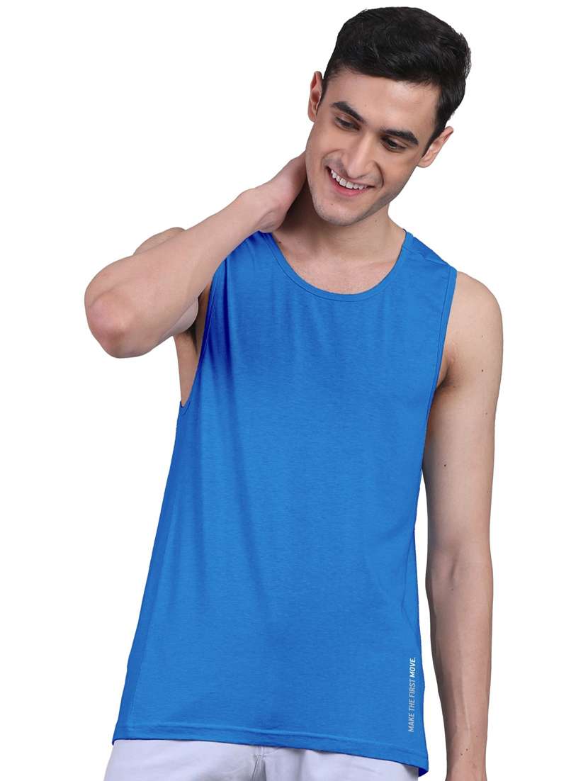 blue solid cotton vest - 19768015 -  Standard Image - 1