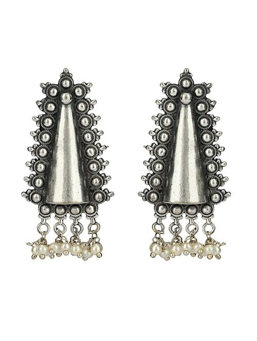 sliver brass oxidised drop earring - 19768264 - Standard Image - 0