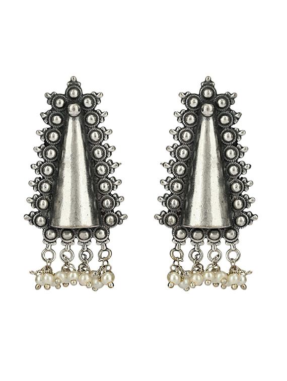sliver brass oxidised drop earring - 19768264 - Zoom Image - 0