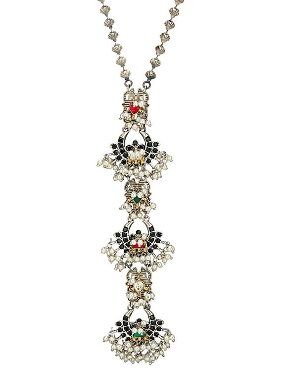 multi colored stone brass necklace and earring - 19768266 - Standard Image - 1