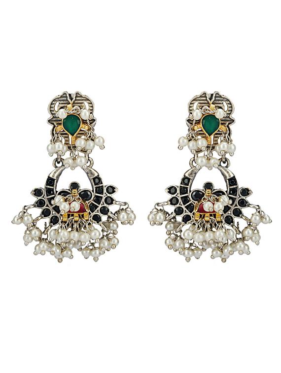 multi colored stone brass necklace and earring - 19768266 - Standard Image - 4