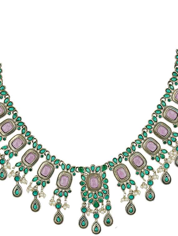 green tone brass necklaces and earring - 19768274 - Standard Image - 1