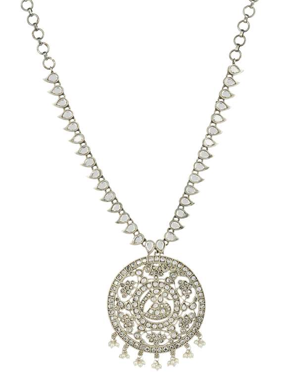 silver brass oxidised necklaces and earring  - 19768278 -  Standard Image - 1