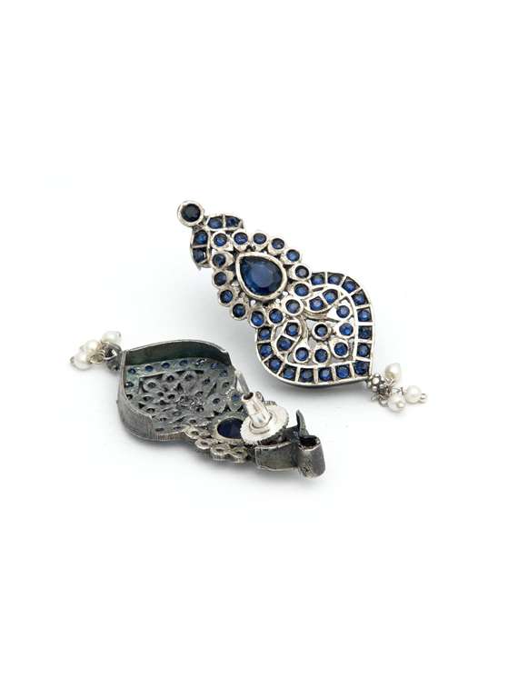 silver brass oxidised choker necklaces and earring  - 19768279 -  Standard Image - 1