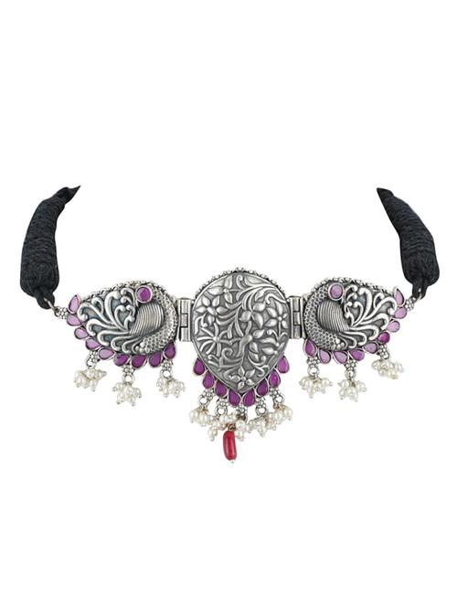 pink stone brass oxidised choker necklaces - 19768295 - Standard Image - 0