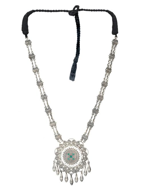 green stone silver brass oxidised long necklaces - 19768296 - Standard Image - 0