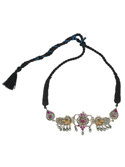 silver brass oxidised choker necklace - 19768298 -  Standard Image - 0