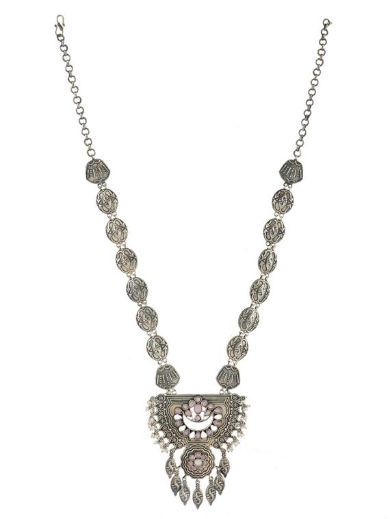 silver brass oxidised long necklaces  - 19768300 -  Standard Image - 1