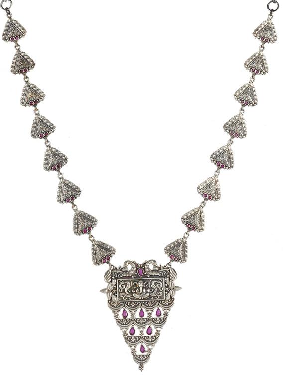 silver brass oxidised long necklaces  - 19768303 -  Zoom Image - 0