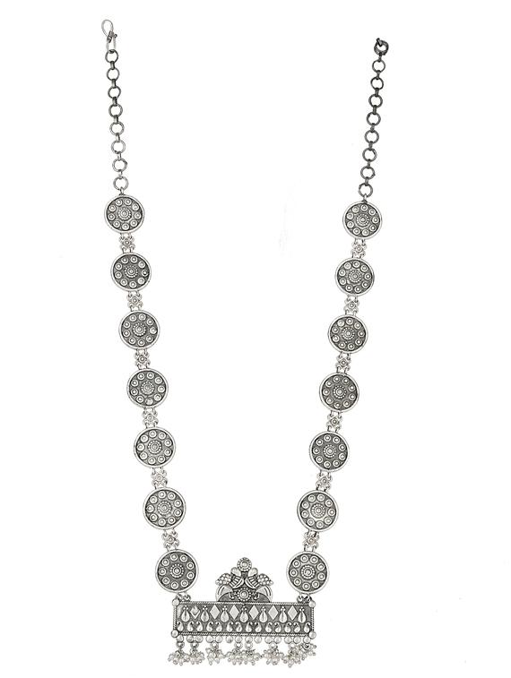 silver brass oxidised long necklaces - 19768308 - Zoom Image - 0