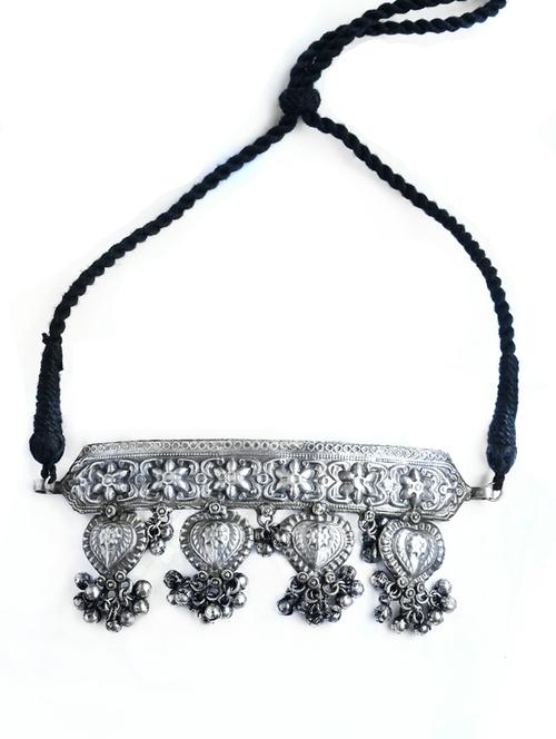 silver brass oxidised choker necklaces  - 19768312 -  Standard Image - 0
