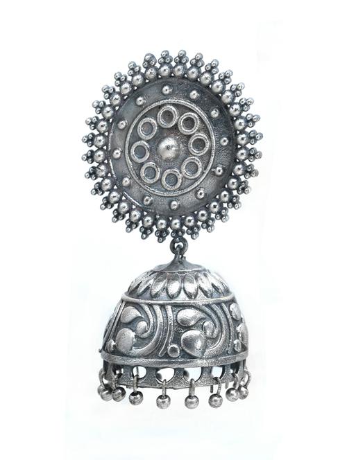 sliver brass oxidised jhumka earring - 19768320 -  Standard Image - 0