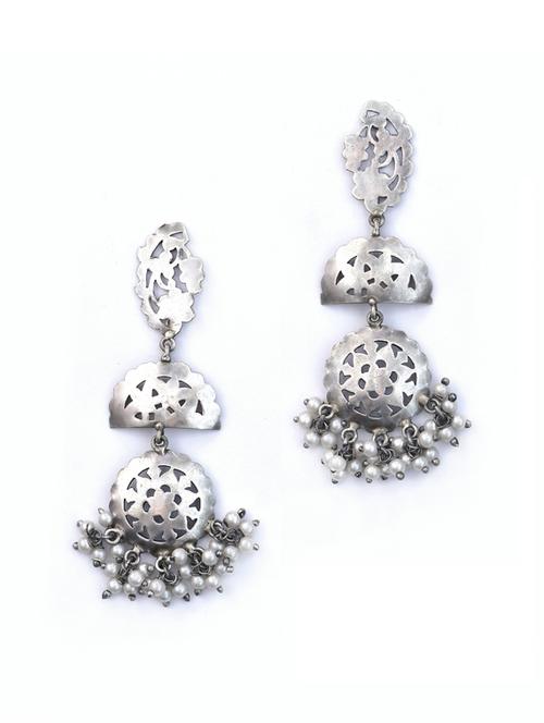 sliver brass oxidised drop earring - 19768321 -  Standard Image - 0