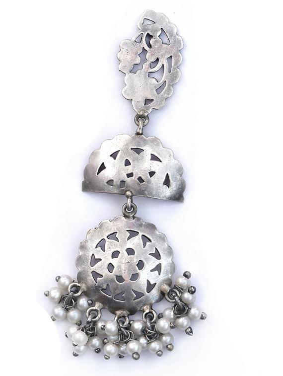 sliver brass oxidised drop earring - 19768321 -  Standard Image - 1