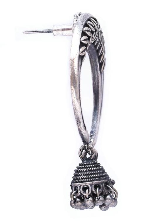 sliver brass oxidised hoop earring - 19768323 - Standard Image - 1