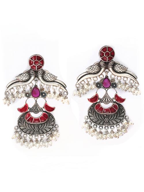 sliver brass oxidised drop earring - 19768330 -  Standard Image - 0