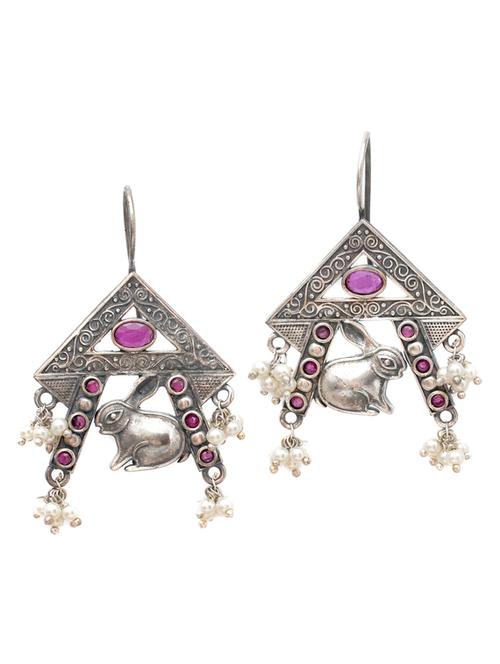 sliver brass oxidised drop earring - 19768332 - Standard Image - 0