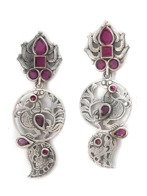 sliver brass oxidised drop earring - 19768334 -  Standard Image - 0
