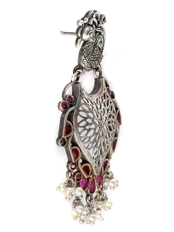 sliver brass oxidised drop earring - 19768336 - Standard Image - 1