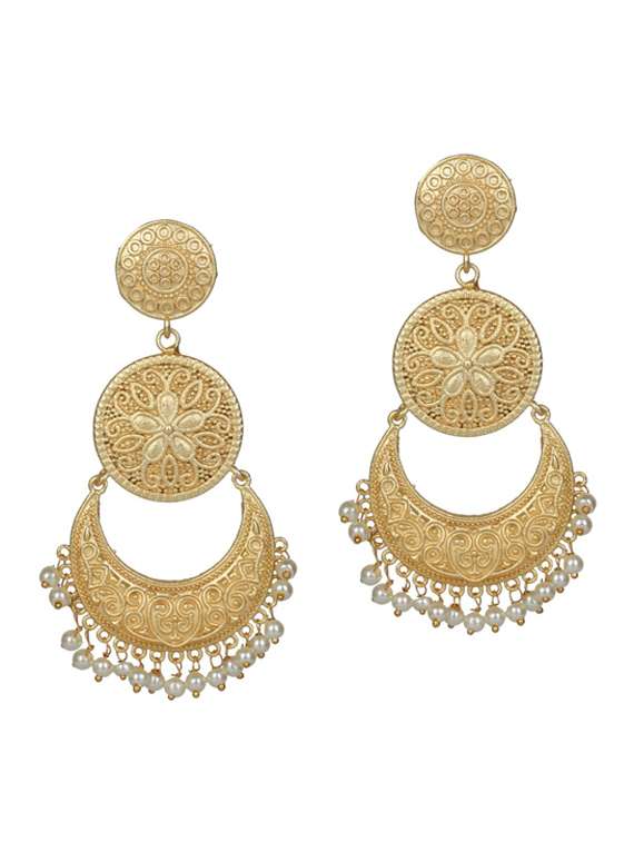 gold tone brass chandbali earring