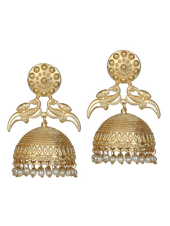 gold tone brass jhumka earring - 19768339 - Zoom Image - 0