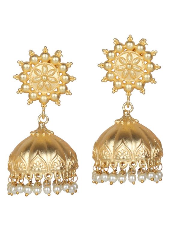 gold tone brass jhumka earring - 19768340 - Zoom Image - 0