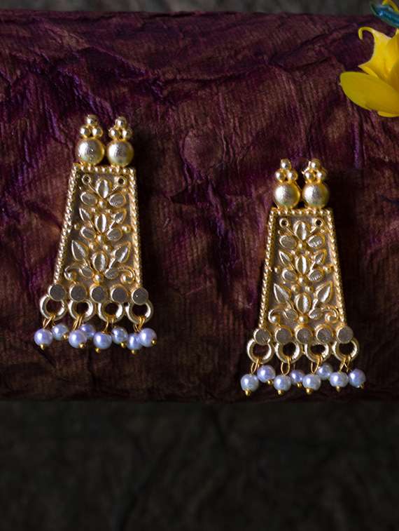 gold brass studs earring