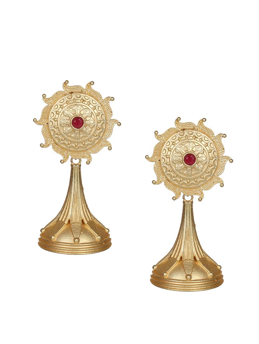 gold brass drop earring - 19768348 - Standard Image - 1
