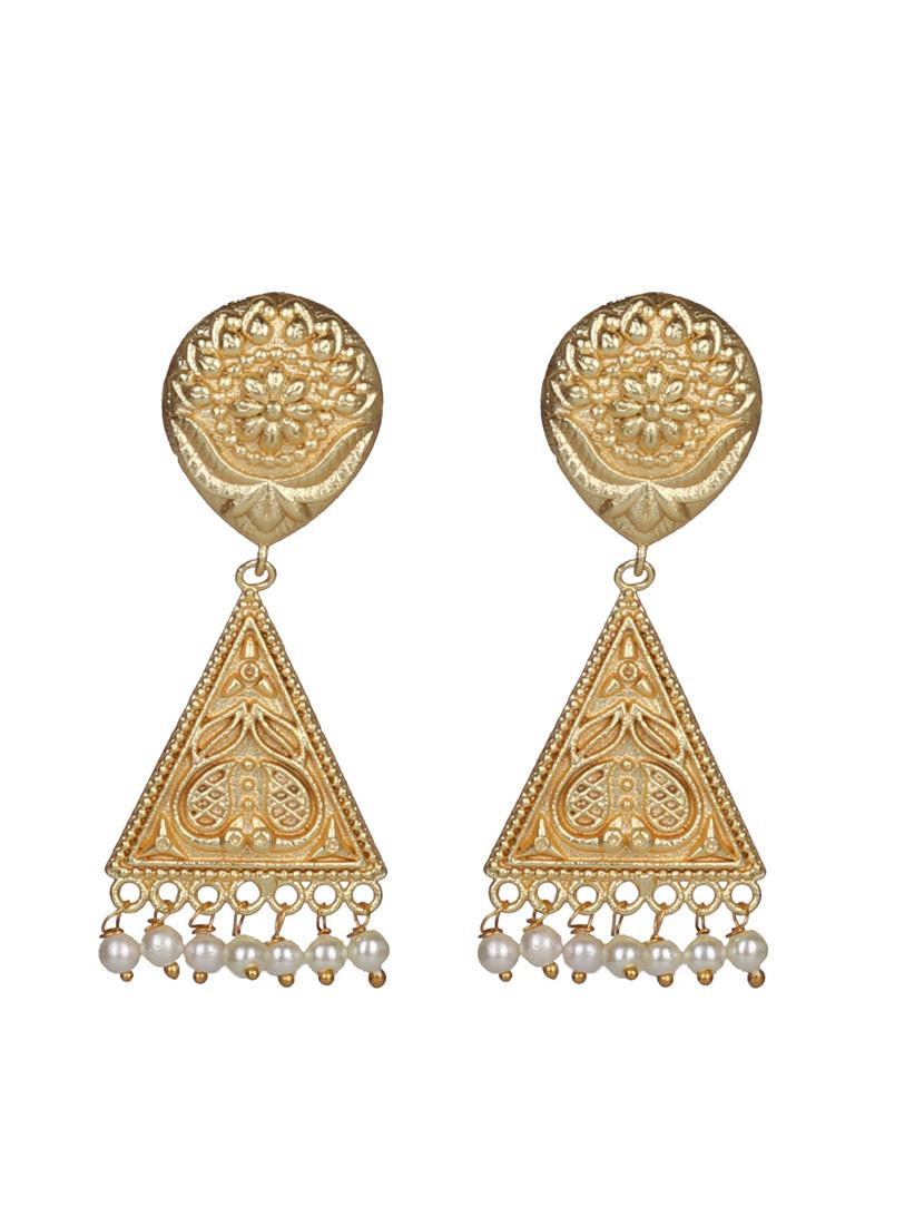 gold brass drop earring - 19768349 -  Standard Image - 1