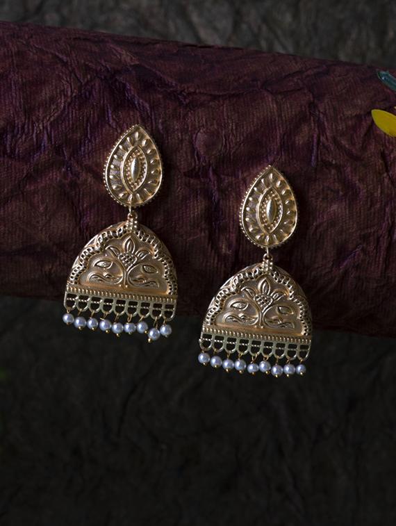 gold brass drop earring - 19768351 -  Zoom Image - 0