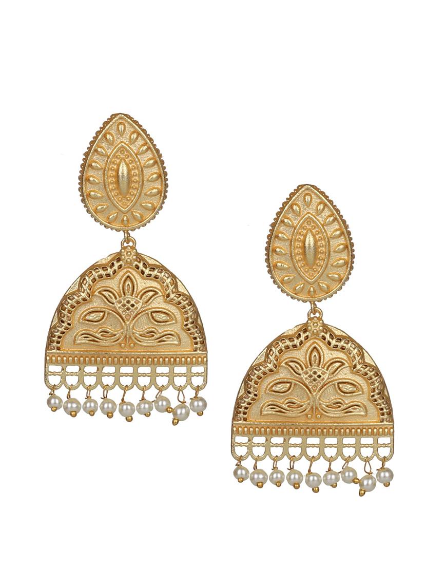 gold brass drop earring - 19768351 -  Standard Image - 1