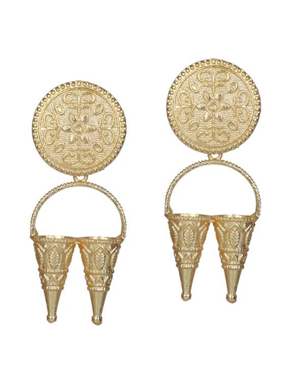 gold tone brass drop earring