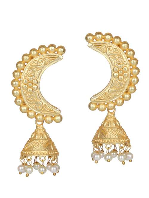 gold tone brass beaded drop earring - 19768359 -  Standard Image - 0