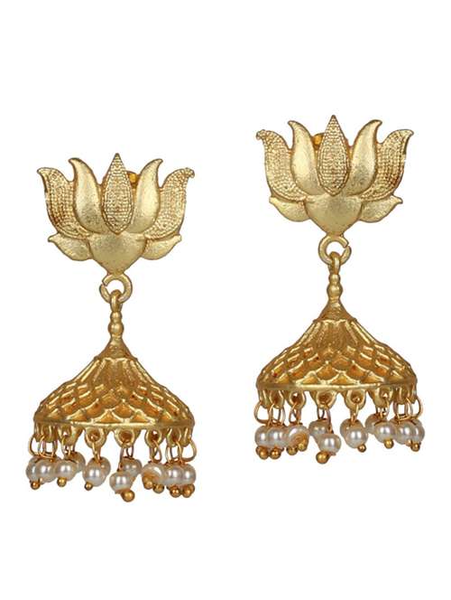 gold tone brass jhumka earring - 19768361 - Standard Image - 0