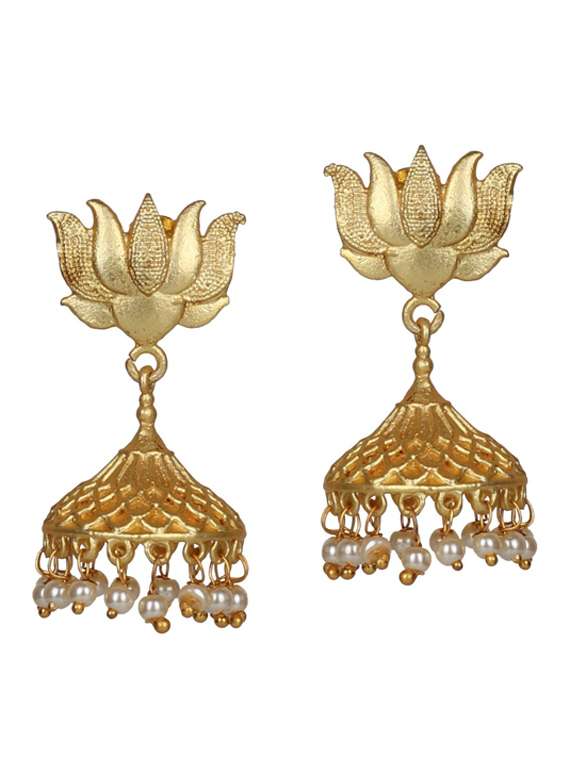 gold tone brass jhumka earring - 19768361 - Zoom Image - 0