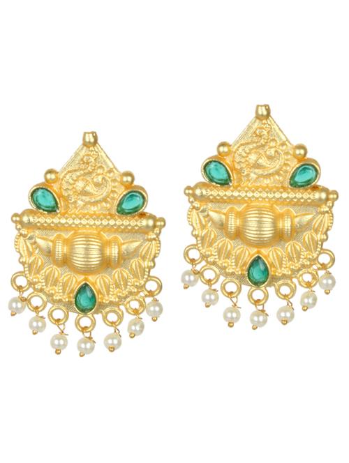 gold tone brass beaded drop earring - 19768368 -  Standard Image - 0