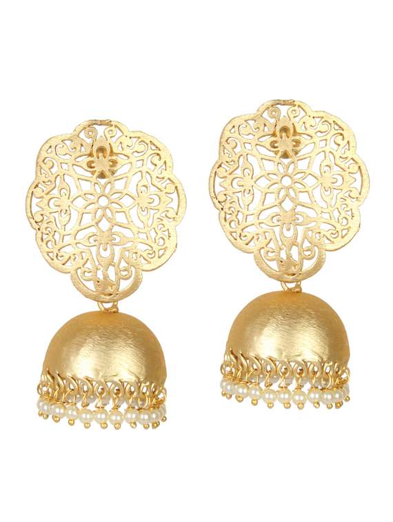 gold tone brass jhumka earring