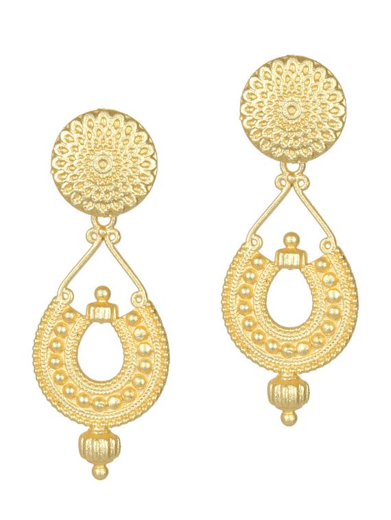 gold tone brass drop earring - 19768374 - Zoom Image - 0