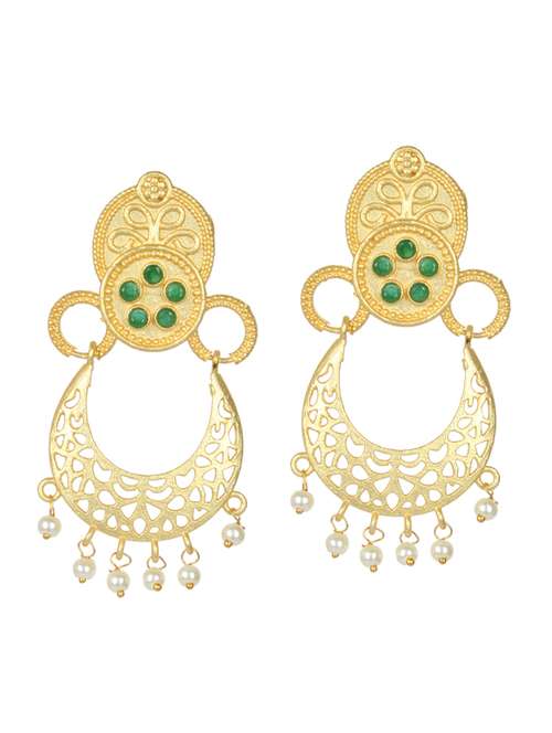 gold tone brass chandbali earring - 19768377 -  Standard Image - 0